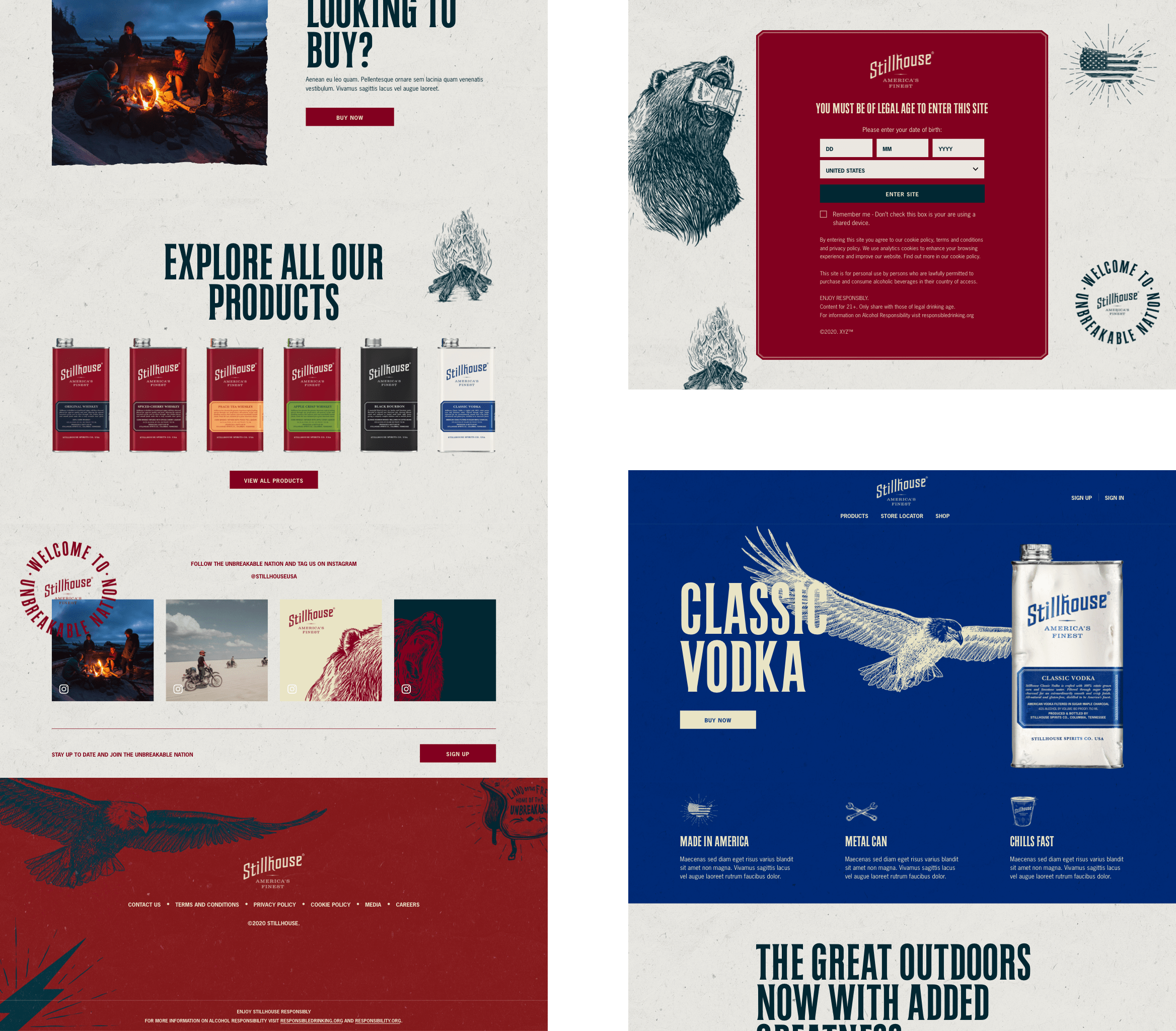 Bacardi Stillhouse lower product page, age gate and vodka product page design