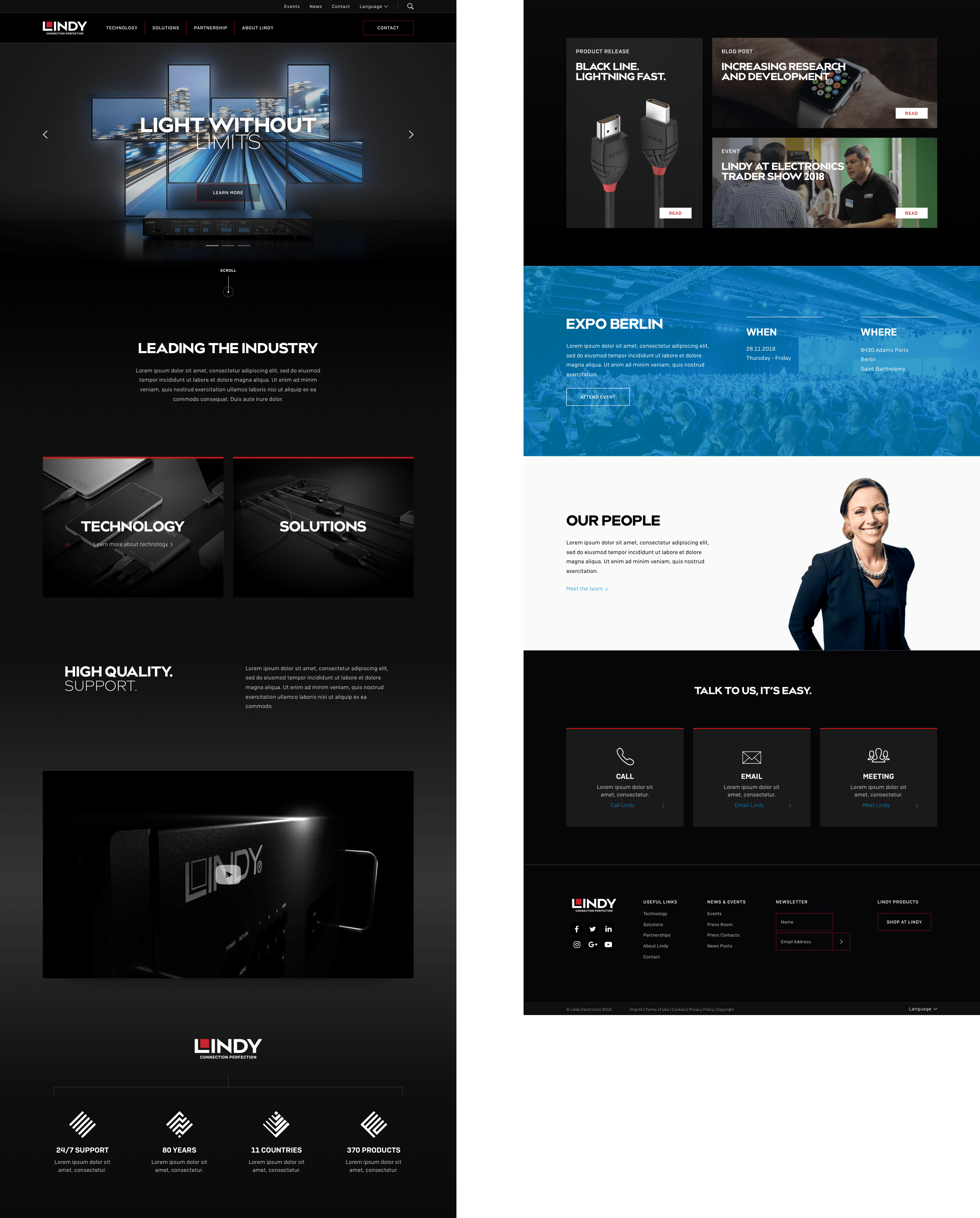 LINDY homepage desktop design