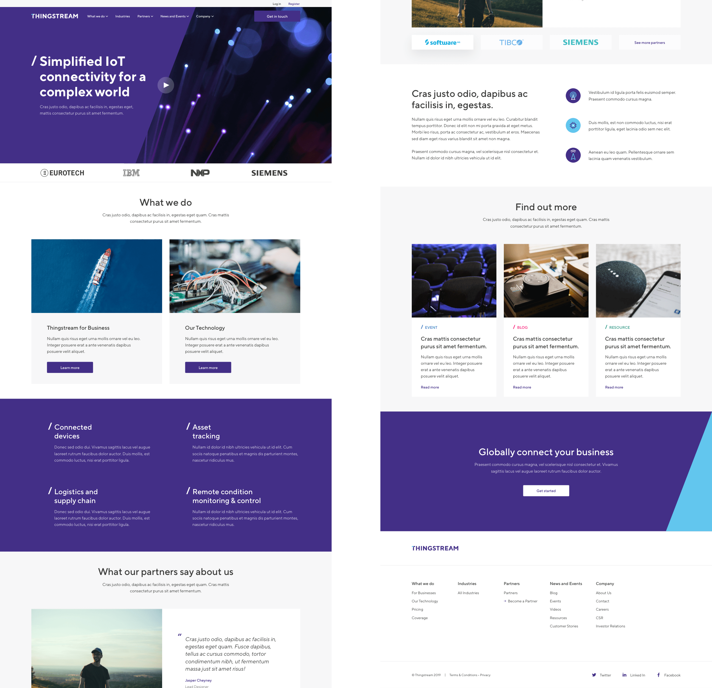Thingstream homepage desktop design